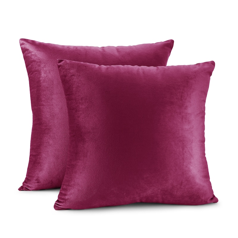 Porch & Den Cosner Microfiber Velvet Throw Pillow Covers (Set of 2) - 26" x 26" - Magenta