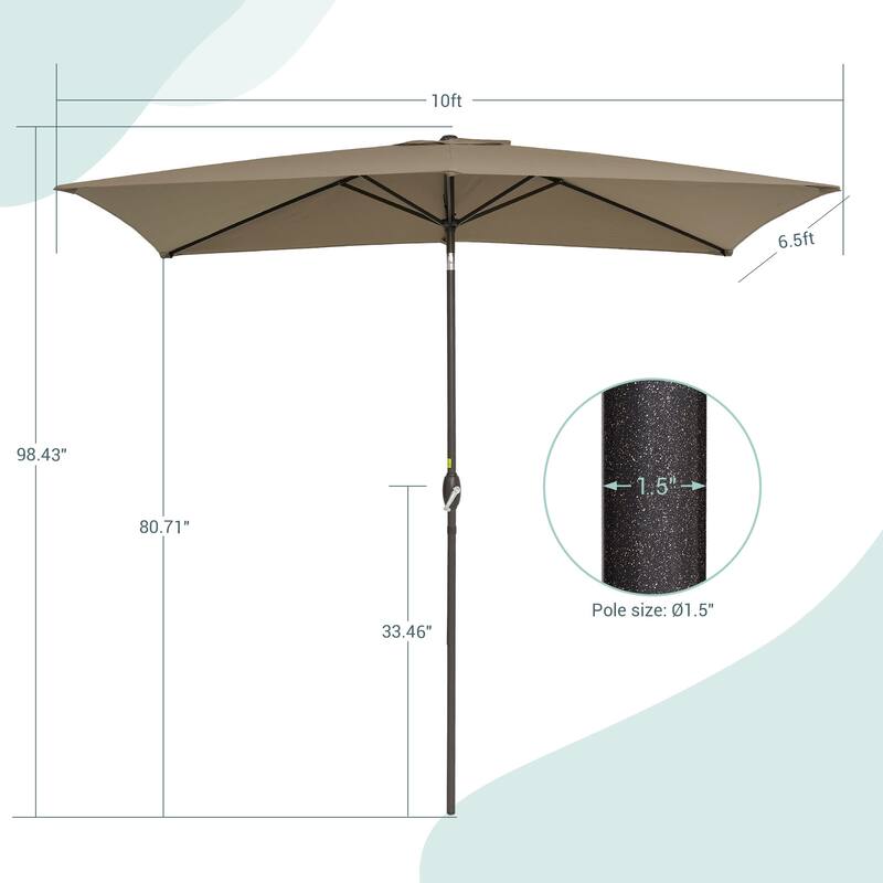 AOOLIMICS 10×6.5FT Rectangular Patio Umbrella with UV Protection, Easy Tilt, and Wind-Resistant Features