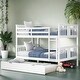 preview thumbnail 1 of 41, Contemporary Full over Full Bunk Bed with Twin Size Trundle and Built-in Ladder, Save Space or Split Into 2 Beds White