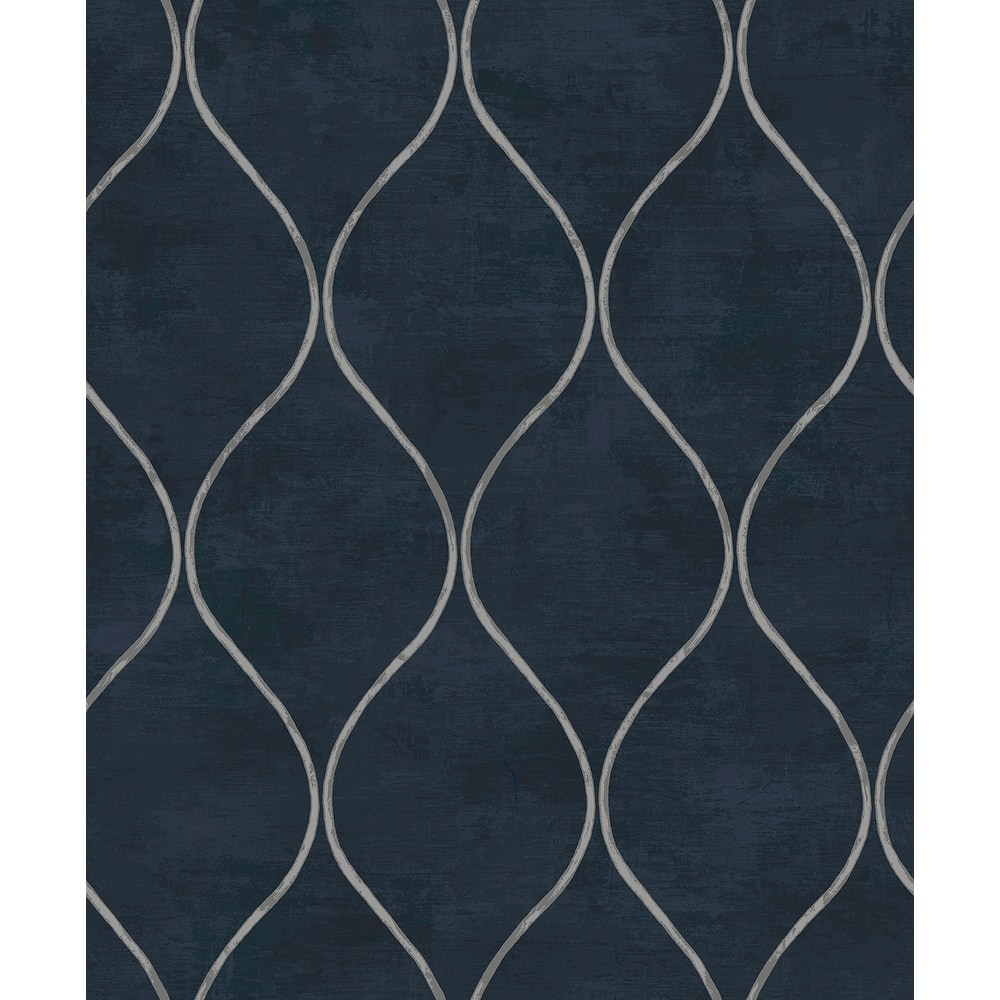 Seabrook Designs Ellisse Geometric Vertical Ogee Non-Woven Unpasted Wallpaper