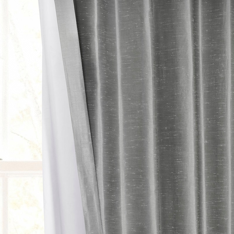 Exclusive Fabrics Solid Vintage Textured Faux Dupioni Silk Pleated Blackout Curtain (1 Panel)