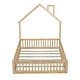 preview thumbnail 13 of 23, House Bed with Fence and Chimney Design, Floor Bed Frame with House-Shaped Headboard