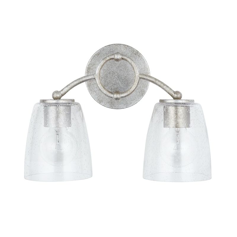 Oran 2-light Antique Silver Bath/ Vanity Fixture w/ Clear Seeded Glass
