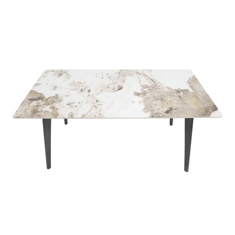 63" Dining Table for 6 with Sintered Stone Tabletop and Metal Legs