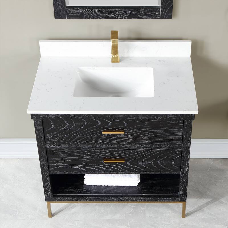 Altair Kesia Bathroom Vanity with Composite Stone Countertop with Mirror