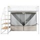 preview thumbnail 7 of 10, Full Size Metal Loft Bed with Wardrobe and Storage Shelves, Safety Guardrails Kids Loft Bed with Built-In Staircase