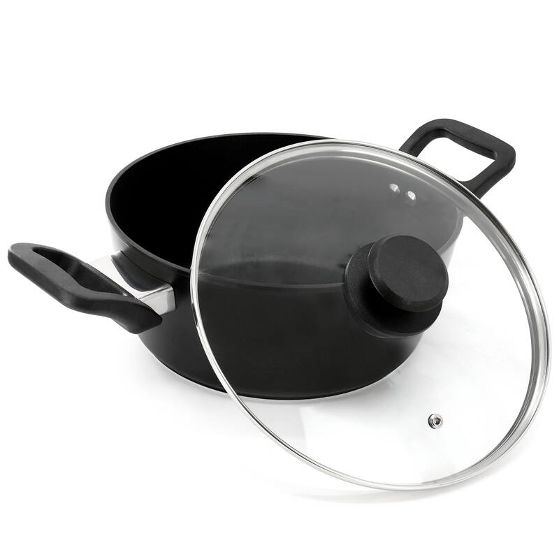 Oster Connelly 4 Quart Textured Nonstick Aluminum Dutch Oven with Lid in Black