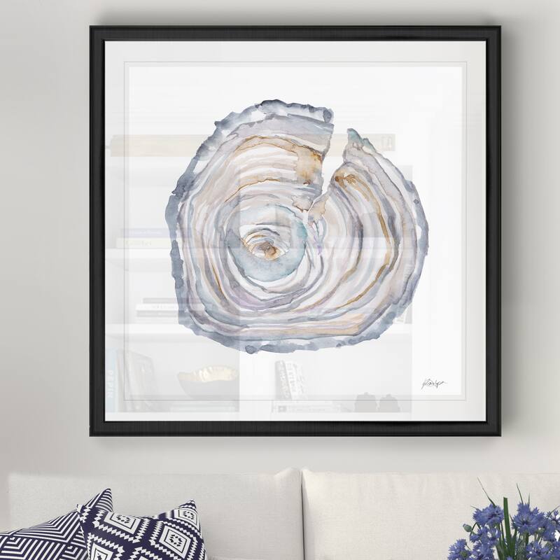 Watercolor Tree Ring II -Black Framed Print