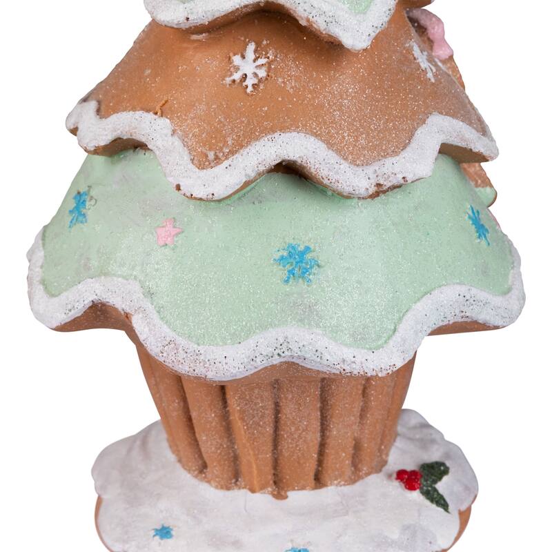 Gingerbread Cupcake Christmas Tree Decoration - 9.5"
