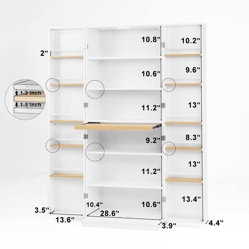 71.7" Kitchen Pantry Cabinet with Doors and Adjustable Shelves, Freestanding Food Storage Cupboard for Kitchen