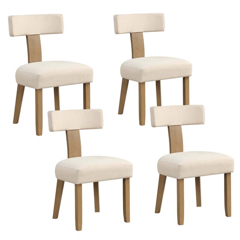 Costway Set of 2/4 Armless Dining Chairs with Curved Backrests & - 4 PCS - Set of 4