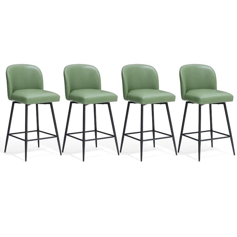 26.77" Counter Height Swivel Bar Stools with Backs and Metal Legs
