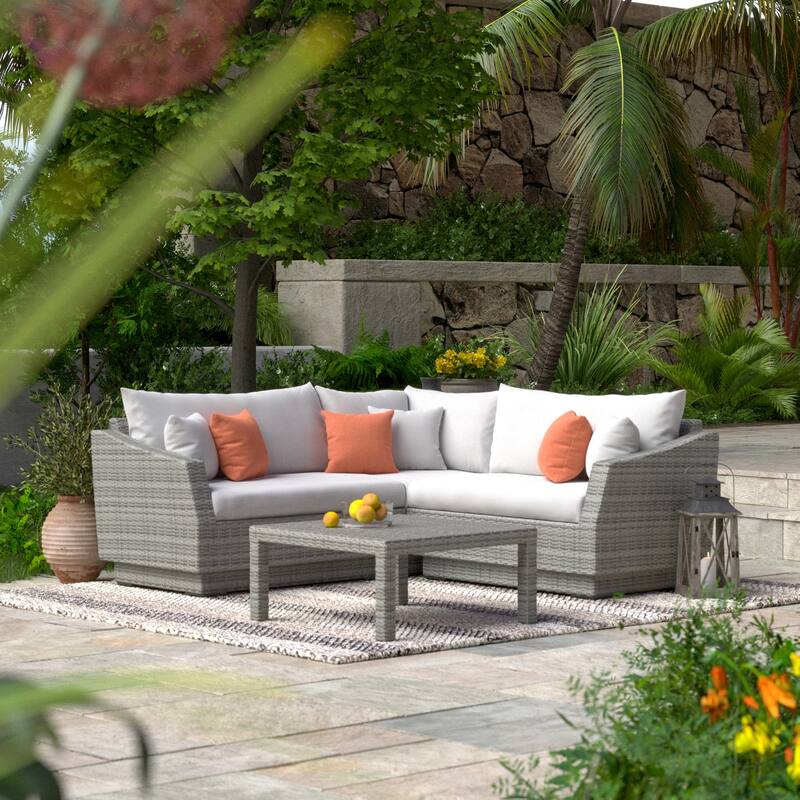 Cannes 4 Piece Sunbrella Outdoor Patio Sectional & Table