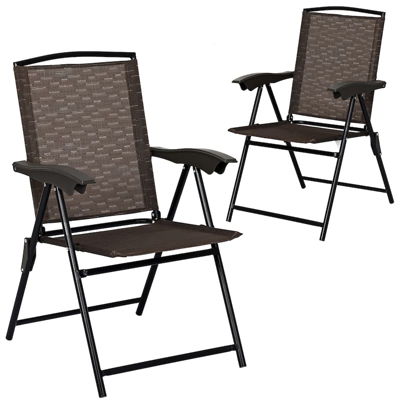 2PCS Folding Sling Chairs Set Portable Chairs with Adjustable Back