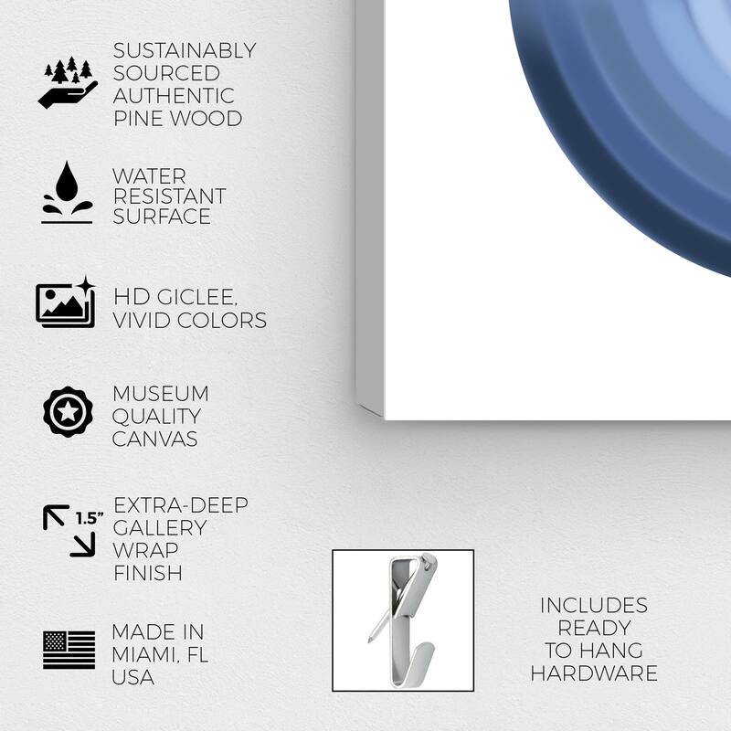 Wynwood Studio Abstract Corey Paige - Ombre Blue Circle Print Blue and Modern & Contemporary Wall Art Canvas Print
