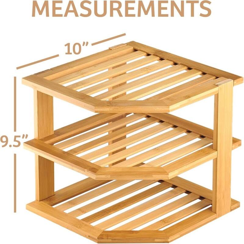 Bamboo 3-Tier Corner Shelf Organizer