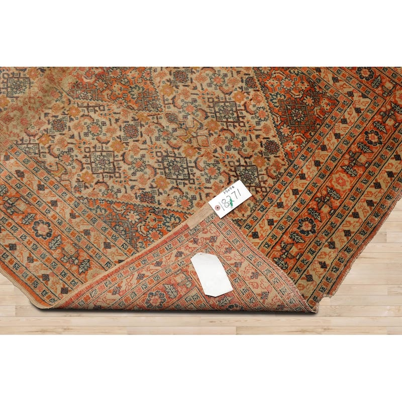 Hand Knotted 250 KPSI Herizz Beige Orange Wool Traditional Area Rug - 3' 10'' x 5' 8''