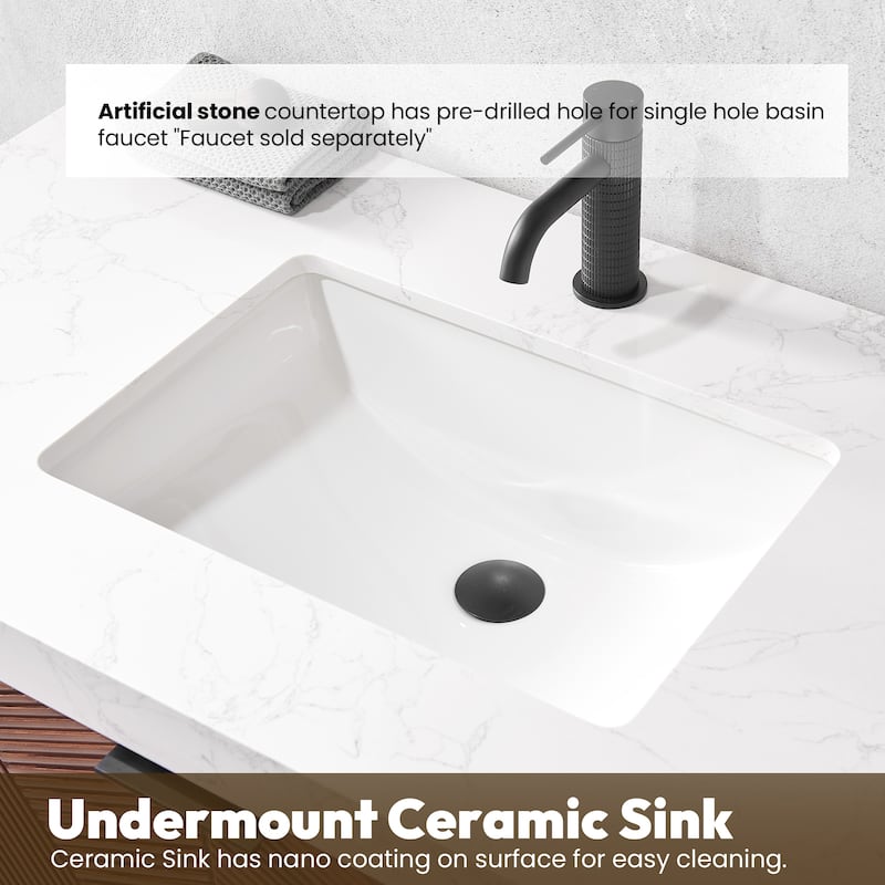 Mahon Single Bath Vanity with Composite Stone Top and Mirror