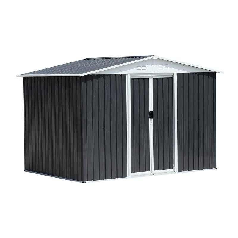 8x6 Feet Dark Grey Garden Shed With Sliding Door