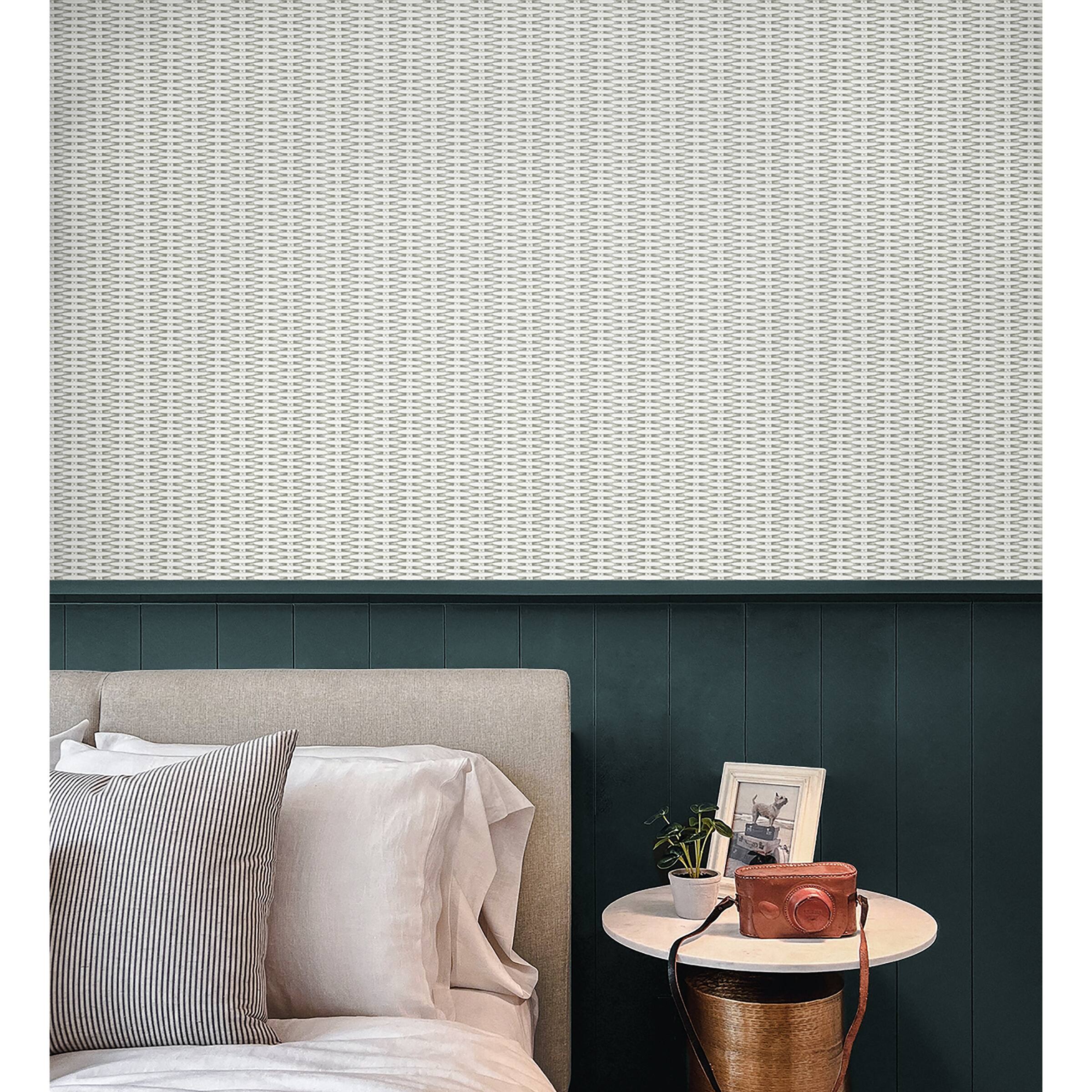 Tommy Bahama Bali Basket Whitewash Peel and Stick Wallpaper 20.5 in