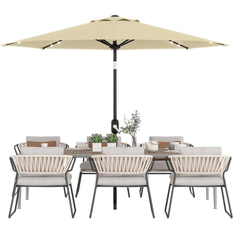10 Ft Patio Umbrella with Solar Lights, Outdoor Table Umbrella with 40 LED Lights & Tilt Crank