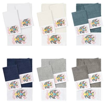 Authentic Hotel and Spa 100% Turkish Cotton FELIZ 3PC Embellished Towel Set