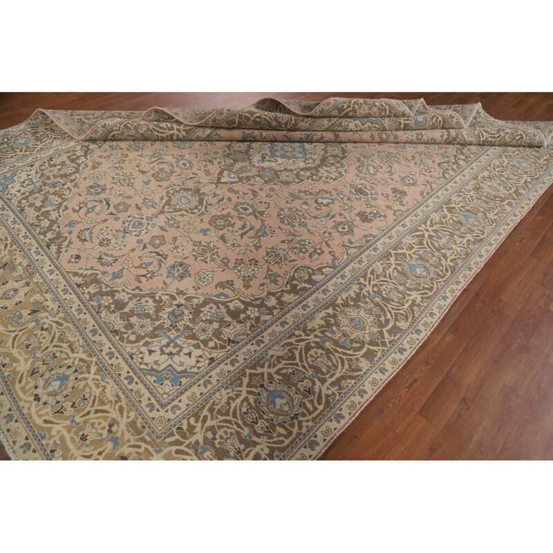 Traditional Kashan Persian Area Rug Handmade Vintage Wool Carpet - 7'11" x 10'10"