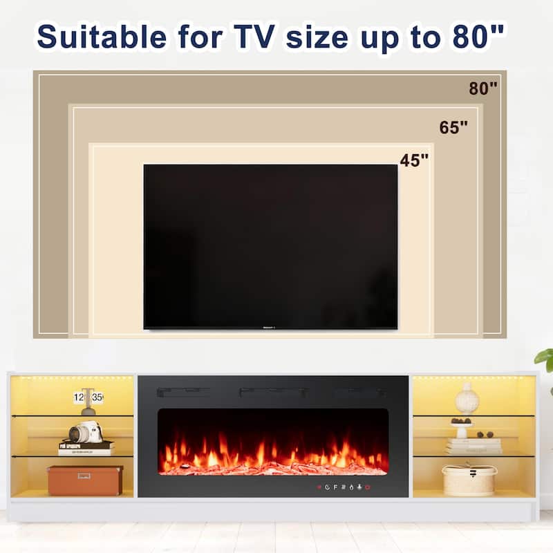 EROMMY Electric Fireplace TV Stand, Living Room Media Storage Cabinet and Entertainment Console