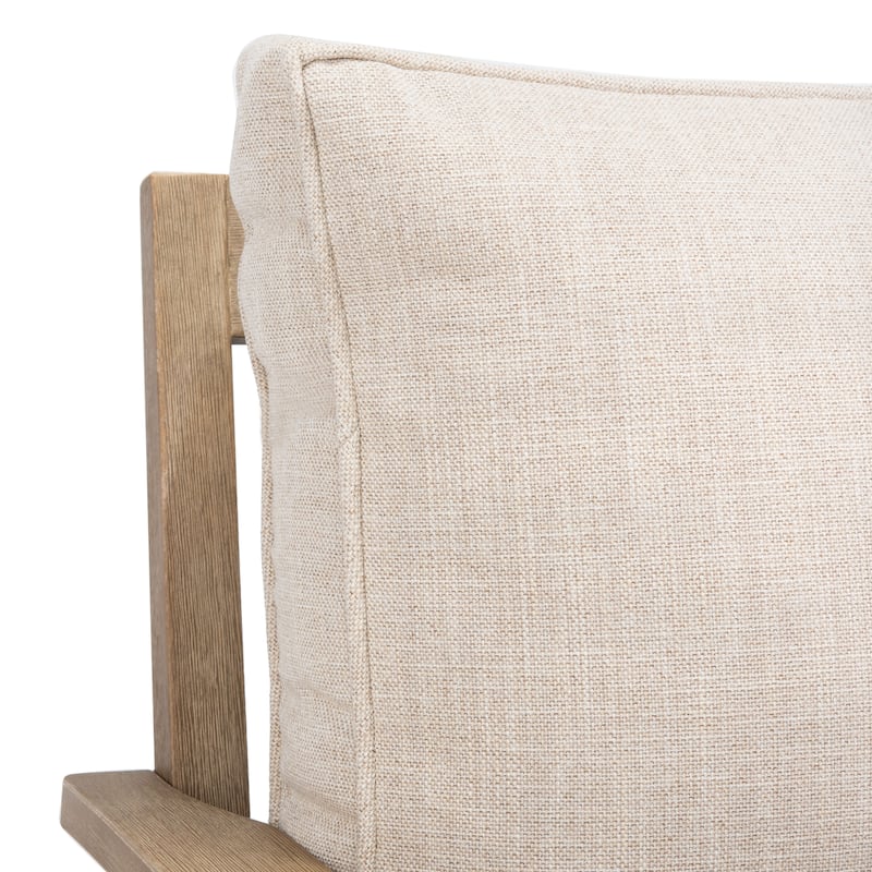 SAFAVIEH Couture Freida Wood Patio Arm Chair - 31.4" W x 35.6" L x 32.6" H - 31"W x 36"D x 33"H