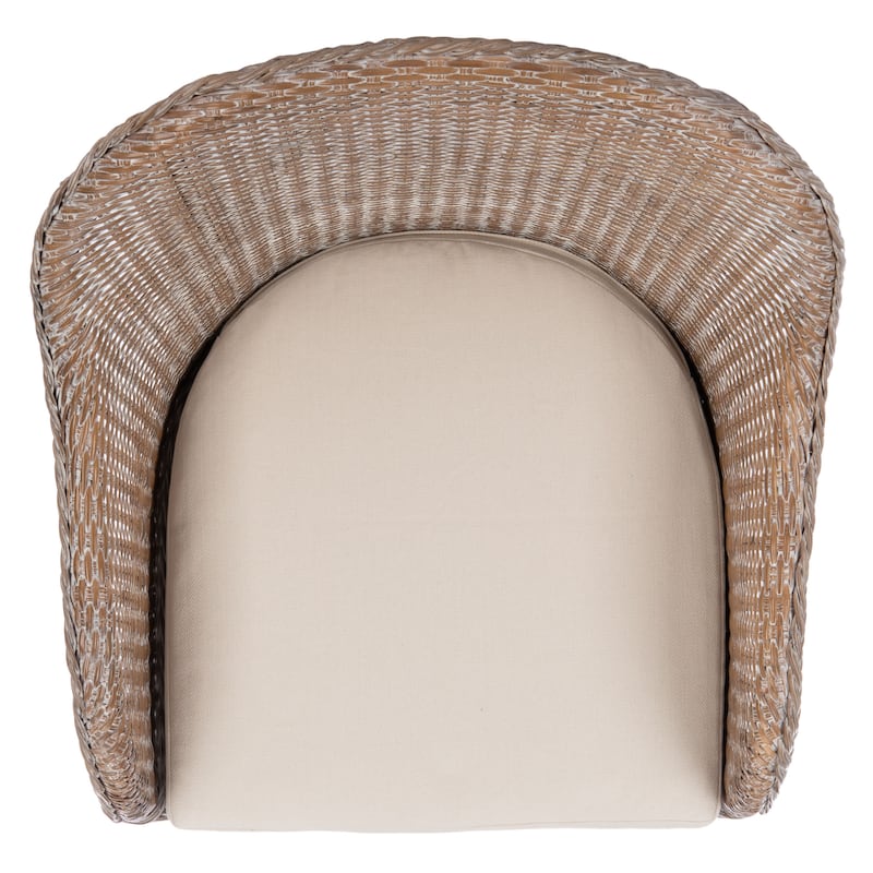 SAFAVIEH Aglaja Rattan Accent Chair with Cushion - 22" W x 26.8" L x 33.5" H - 22Wx27Dx33H
