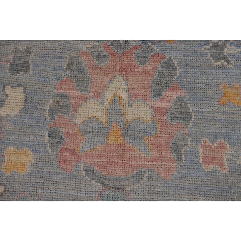 All-Over Blue Oushak Turkish Rug Handmade Wool Carpet - 4'11"x 7'0"