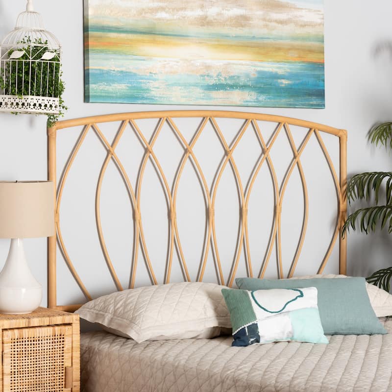 Halia Modern Bohemian Natural Rattan Wall-mountable Headboard-Queen