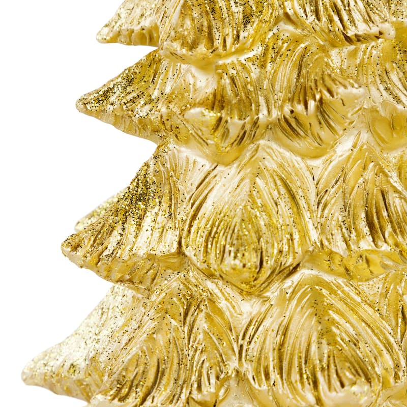 Metallic Woodland Layered Christmas Tree Decoration - 9.5" - Gold Finish