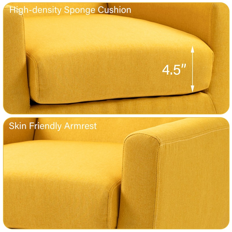 Modern Accent Chair Cotton Linen Upholstered Chair for Living Room
