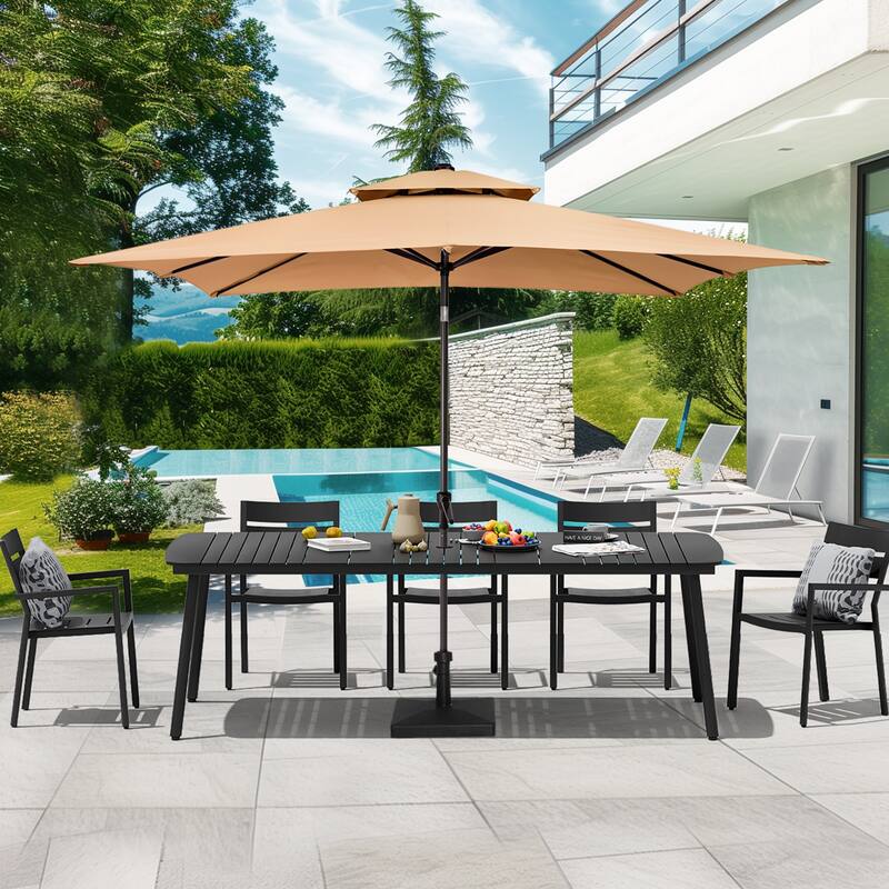 Outdoor Patio Dining Table Rectangular Aluminum Outdoor Table for 6/8/10 Person