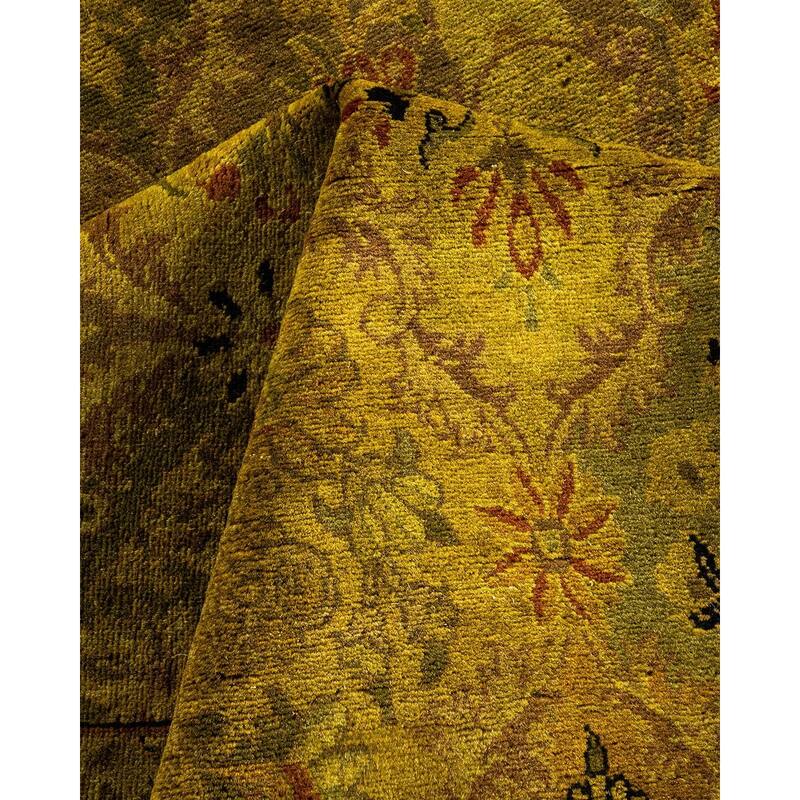 Overton Hand Knotted Wool Vintage Inspired Modern Contemporary Overdyed Gold Area Rug - 4' 7" x 7' 4"