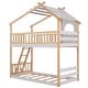 preview thumbnail 8 of 7, Beige Twin Over Twin Wood Bunk Bed with Storage