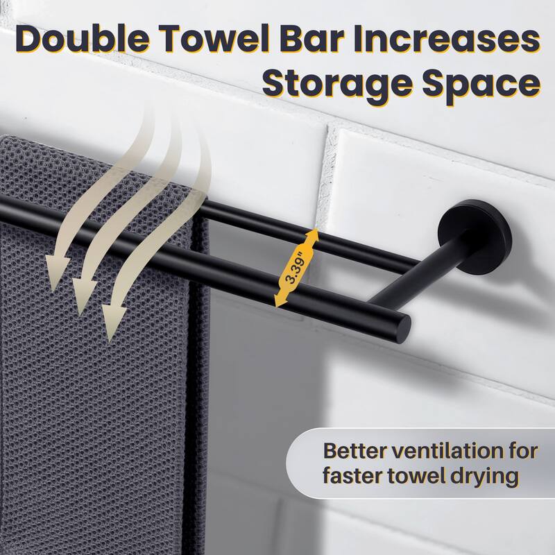 WOWOW Wall Mounted Stainless Steel Double Towel Bar