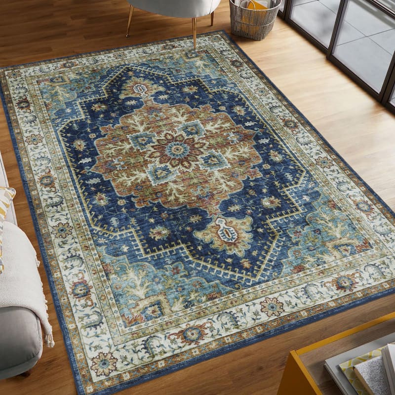 Jean Pierre New York Capri Dream Printed Chenille Rugs - 5X7 - Blue Multi