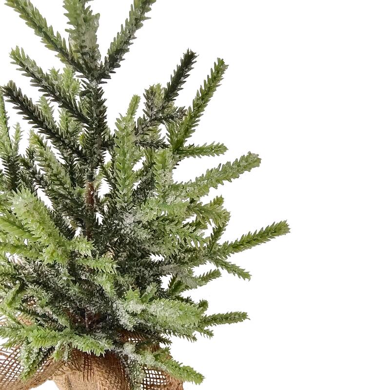 Frosted Ice Pine Artificial Christmas Tree with Jute Base - 16.5" - Tabletop