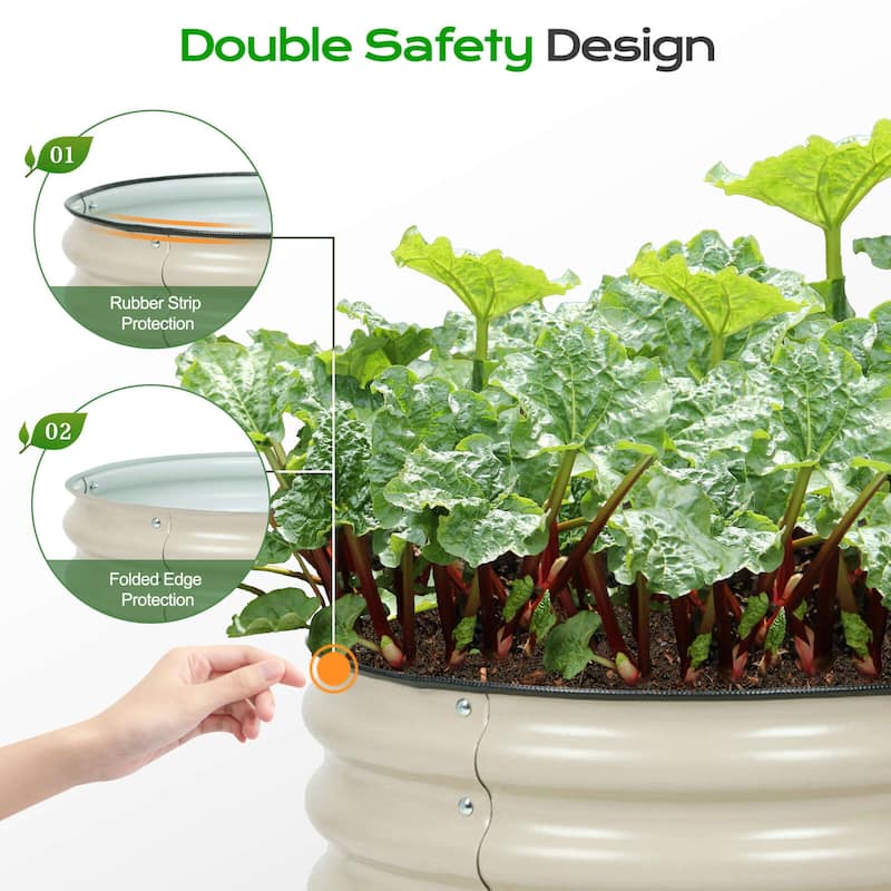 Aoodor 16.7'' Tall Aluzinc Metal Raised Garden Bed 24'' Round - Outdoor Garden Planter Box for Vegetable, Flower, Herb