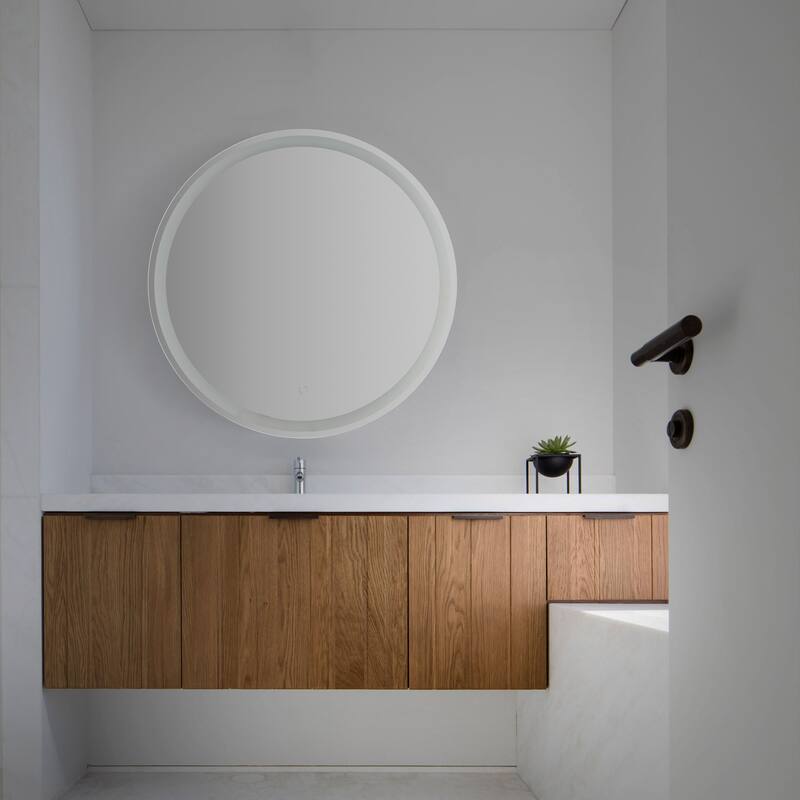 Remy 27" Frameless Anti-Fog Front/Back-lit Tri-color LED Bathroom Vanity Mirror with Smart Touch Control - by JONATHAN Y