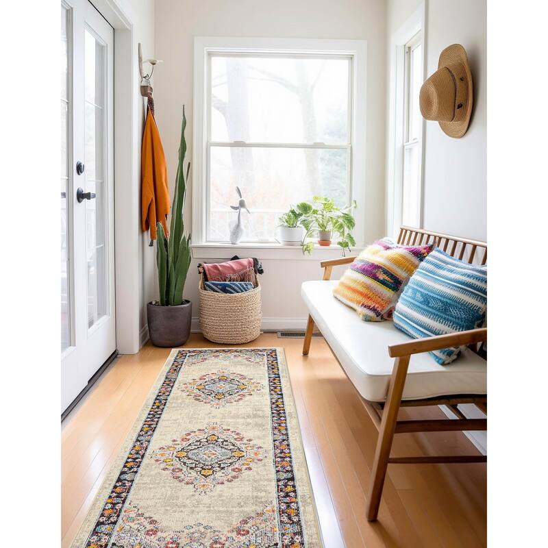 ECARPETGALLERY Machine Made Lea Ivory Area Rug