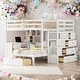 preview thumbnail 1 of 34, Storage-Savvy Design Full Over Twin Bunk Bed with Desk, Drawers and Shelves White