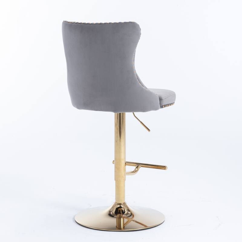 Modern Upholstered Swivel Barstools with Adjusatble Seat Height,Set of 2