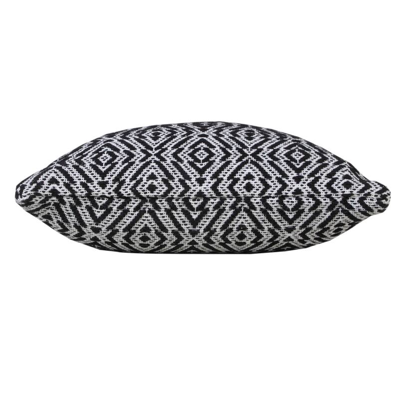 Handwoven Diamond Cotton Throw Pillow Cover - 20" - Black and White