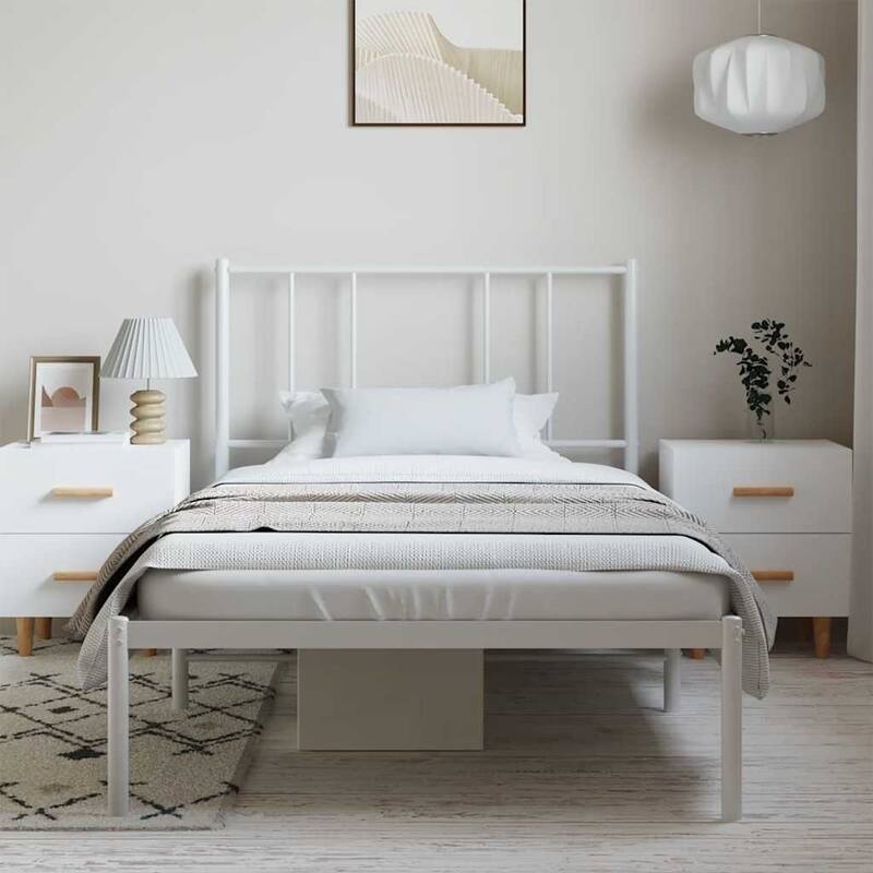 vidaXL Metal Bed Frame with Headboard, No Mattress
