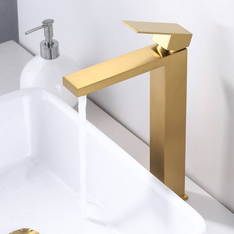 WOWOW Single Handle Single Hole High Arc Bathroom Vessel Faucet