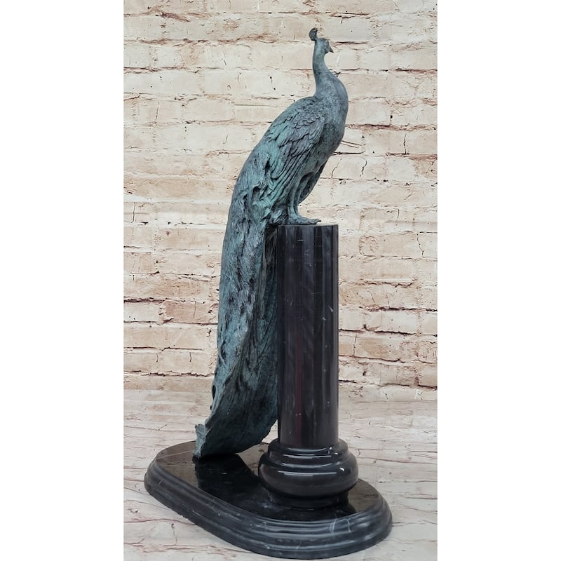 Bronze Pea Sculpture On Marble Pedestal - Elegant Decorative Art Signed Original Milo