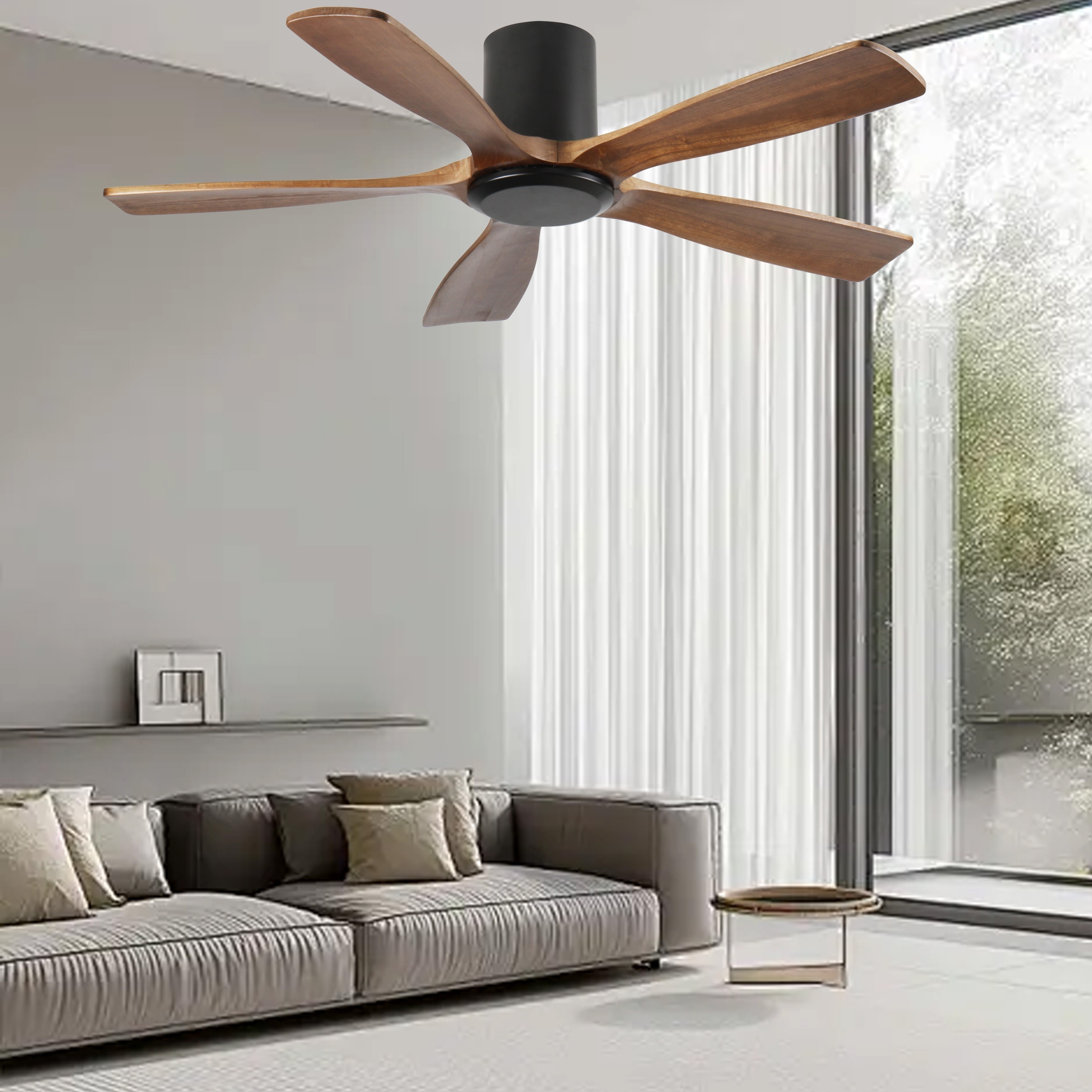 60" Brown Ceiling Fan without Light with Remote Control